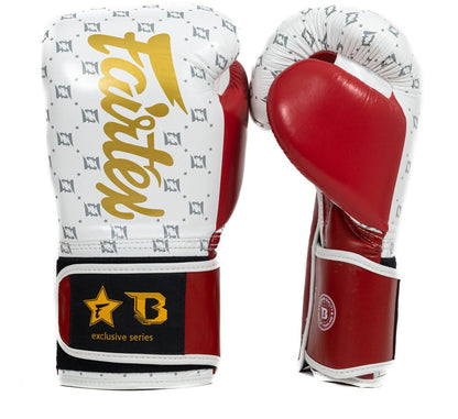 Fairtex x Booster BG Boxing Gloves – Star White/Wine Red