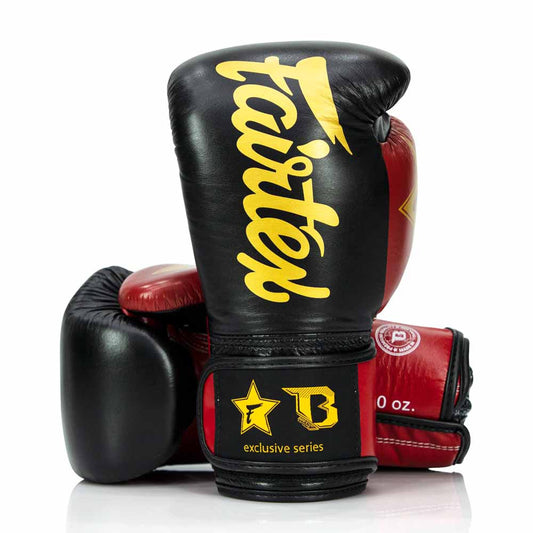 Gants de boxe Fairtex x Booster FXB BG V2 – Noir / Rouge / Or